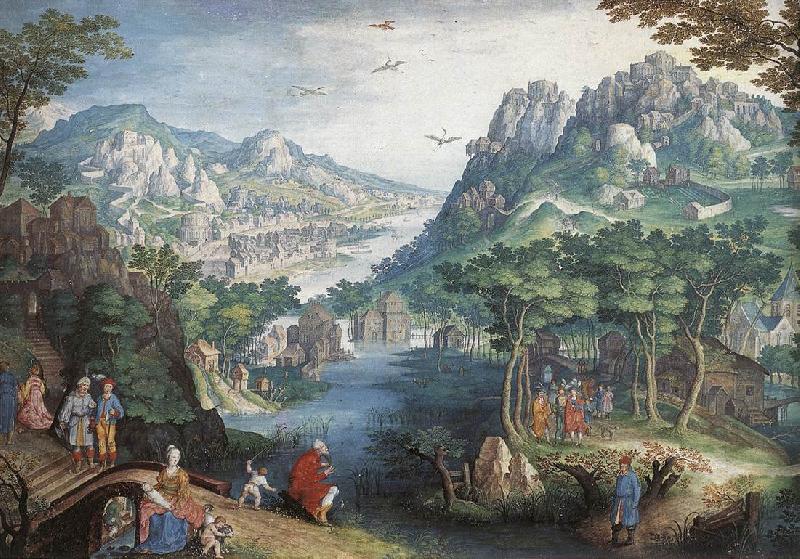 CONINXLOO, Gillis van Mountain Landscape with River Valley and the Prophet Hosea dsg oil painting picture